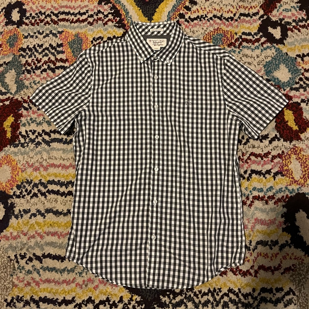 Original Penguin checkered short sleeve button down medium heritage slim fit